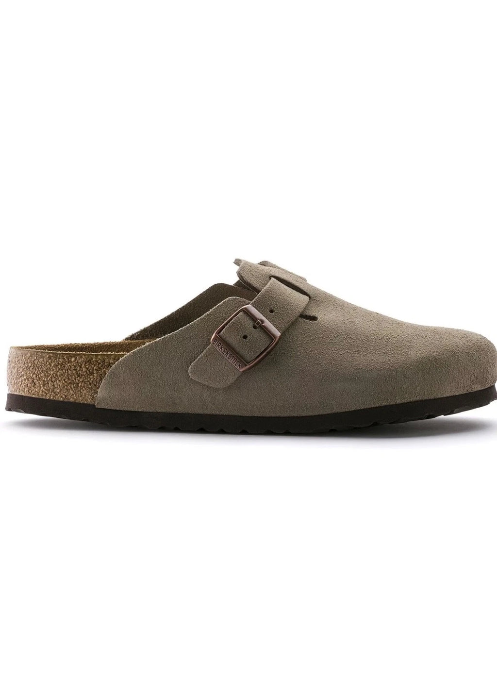 Birkenstock Boston GS in Taupe schmale Weite OVP Wildleder Soft Footbed