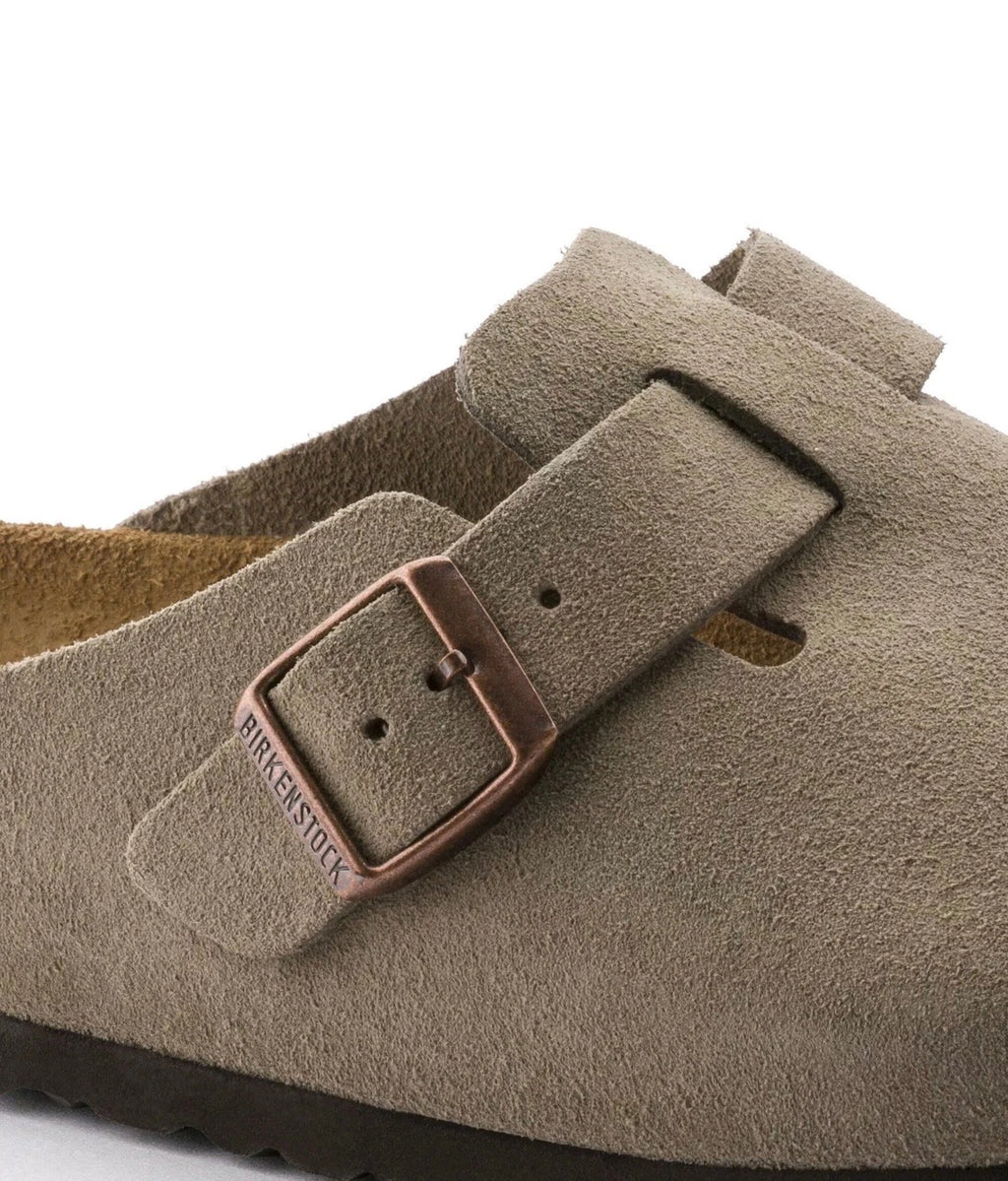 Birkenstock Boston GS in Taupe schmale Weite OVP Wildleder Soft Footbed