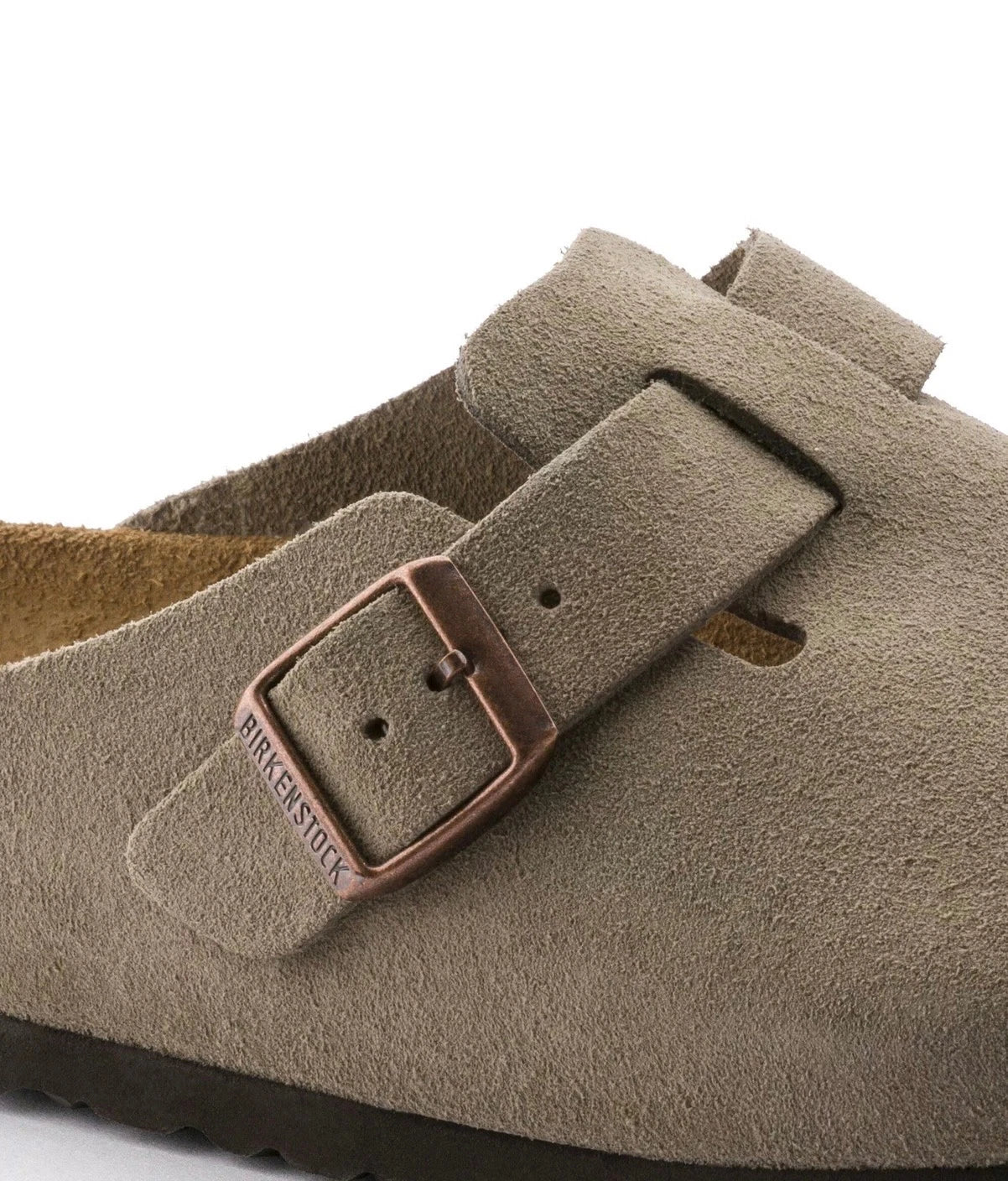 Birkenstock Boston GS in Taupe schmale Weite OVP Wildleder Soft Footbed