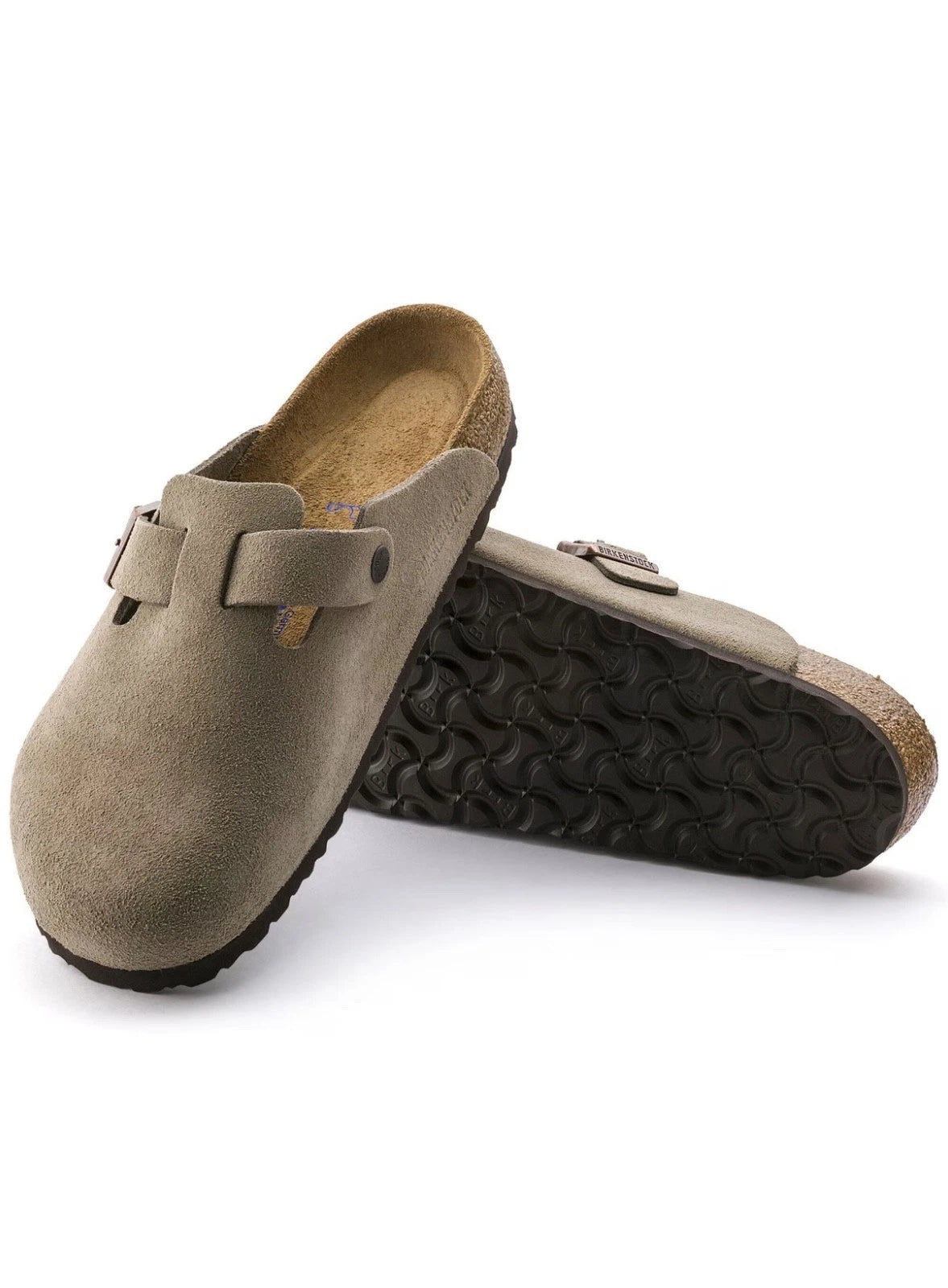 Birkenstock Boston GS in Taupe schmale Weite OVP Wildleder Soft Footbed